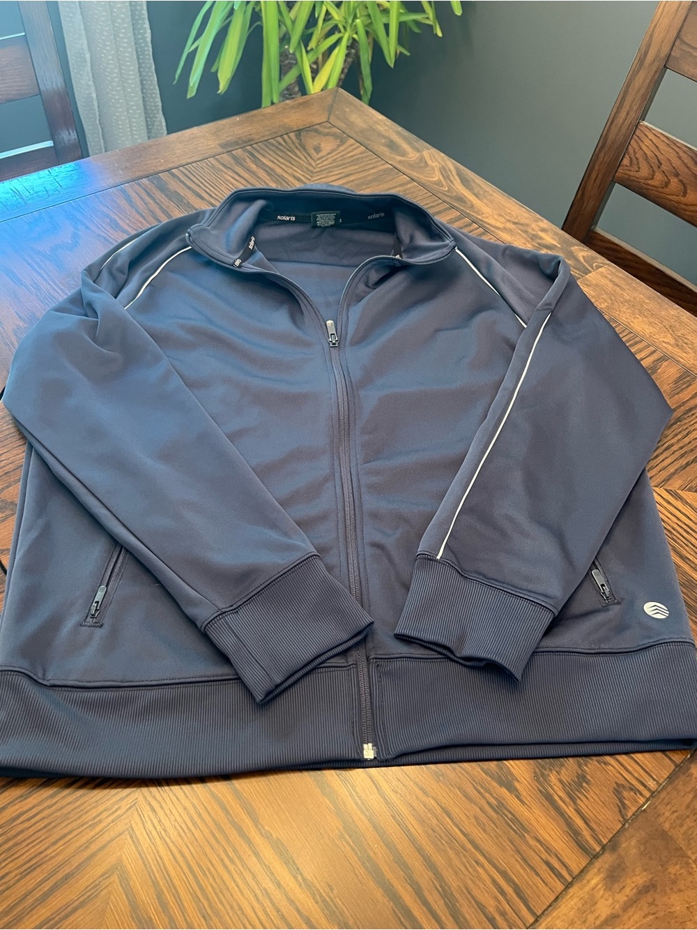 Solaris Full Zip Track Jacket Blue Men's Size L Polyester Pockets # 680